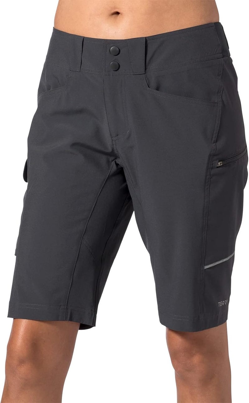Terry Bike Shorts Women Padded Metro Regular 11.5 Inch Mountain Bike Hiking Shorts with Removable Cycling Padded Liner - Image 1